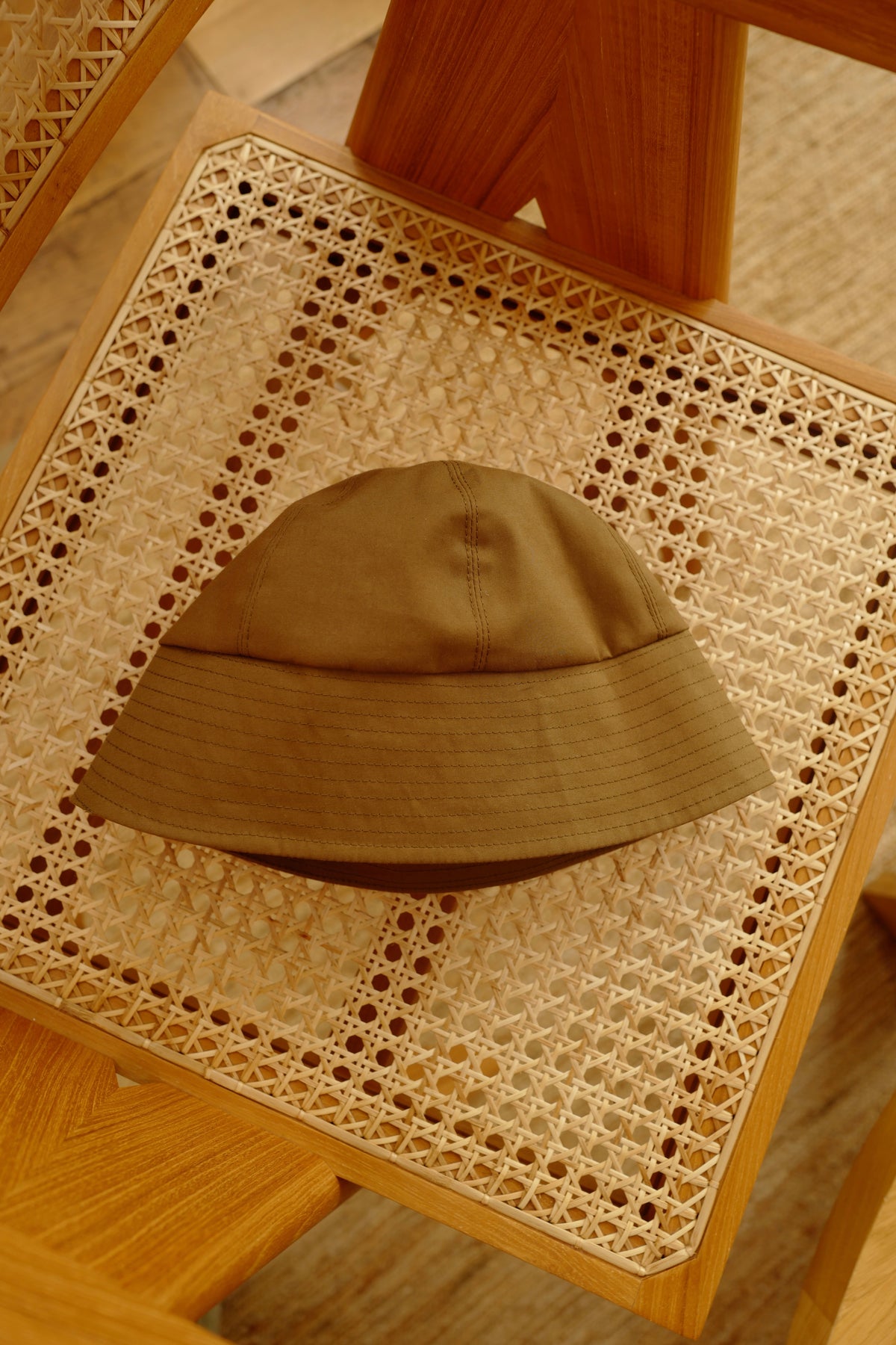 Handmade Deveron Rubberized Bonded Cotton Bucket Hat in Desert Palm