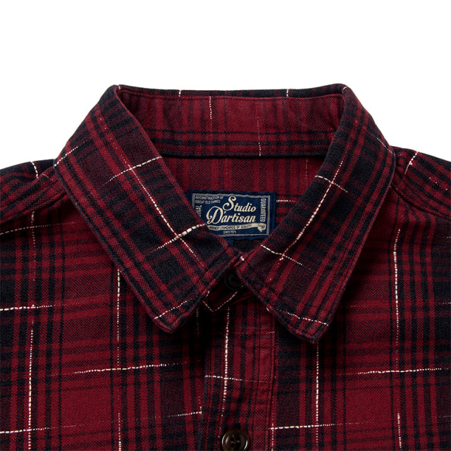 Midare Kasuri Heavyweight Check Flannel in Red - Tempo