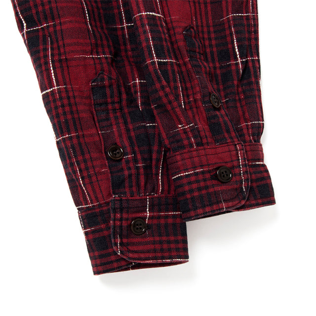 Midare Kasuri Heavyweight Check Flannel in Red - Tempo