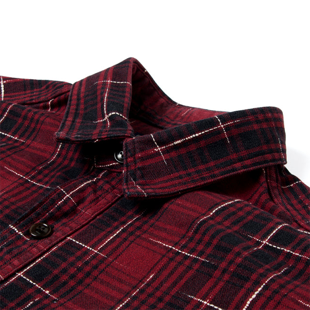 Midare Kasuri Heavyweight Check Flannel in Red - Tempo