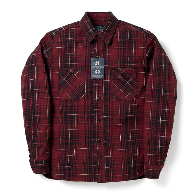 Midare Kasuri Heavyweight Check Flannel in Red - Tempo
