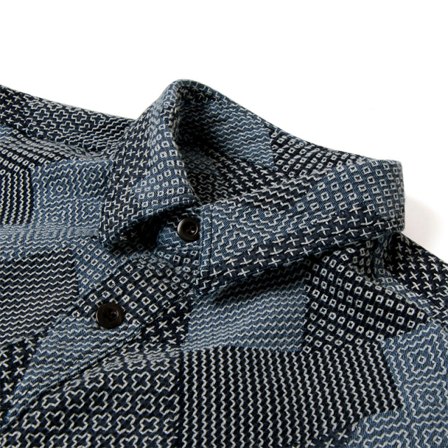 Tsugihagi Sashiko Indigo Patchwork Shirt - Tempo