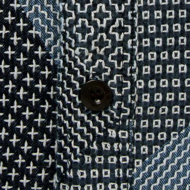 Tsugihagi Sashiko Indigo Patchwork Shirt - Tempo