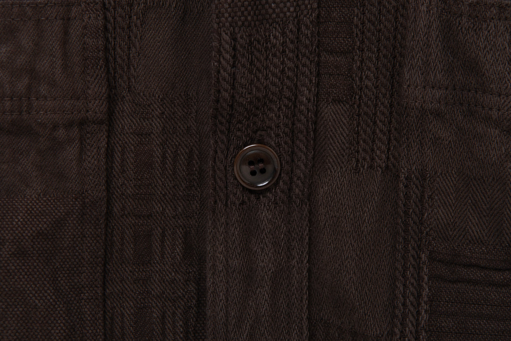 STUDIO D'ARTISAN - Amami Dorozome Mud Dyed Boro Jacquard Shirt 5717 in Dark Brown - Tempo