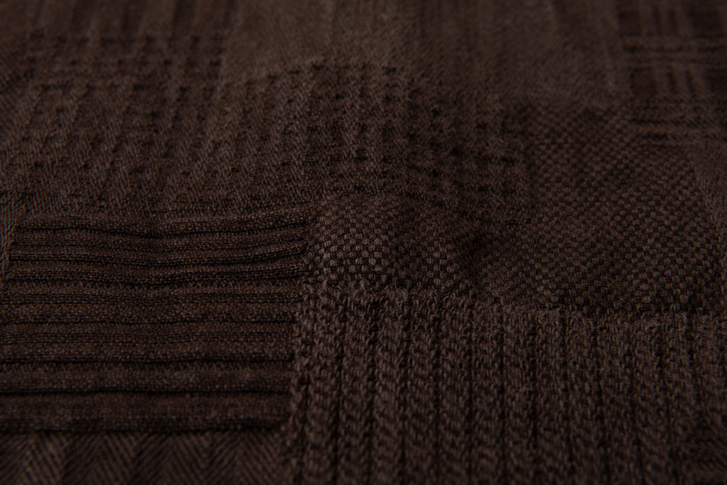 STUDIO D'ARTISAN - Amami Dorozome Mud Dyed Boro Jacquard Shirt 5717 in Dark Brown - Tempo