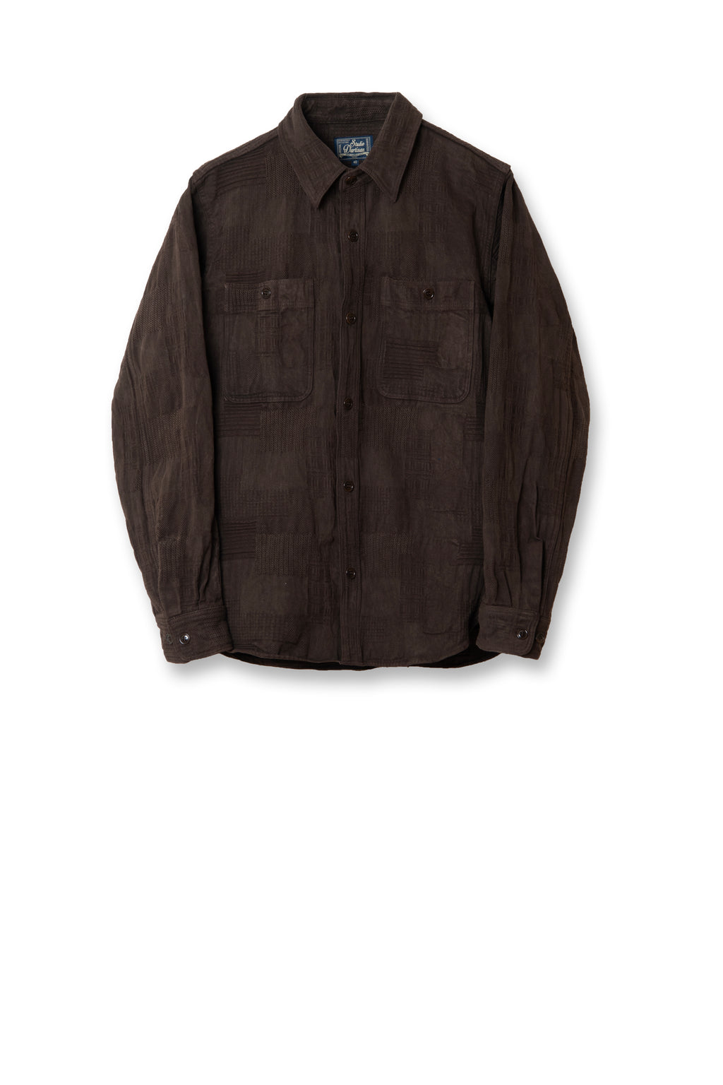 STUDIO D'ARTISAN - Amami Dorozome Mud Dyed Boro Jacquard Shirt 5717 in Dark Brown - Tempo