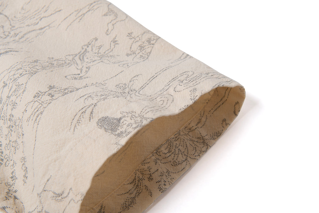 Tempo - Manga Printed Kasuri Open Collar Short Sleeve Shirt in Ivory - Tempo