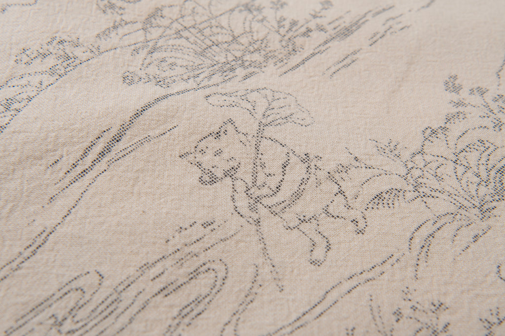 Tempo - Manga Printed Kasuri Open Collar Short Sleeve Shirt in Ivory - Tempo