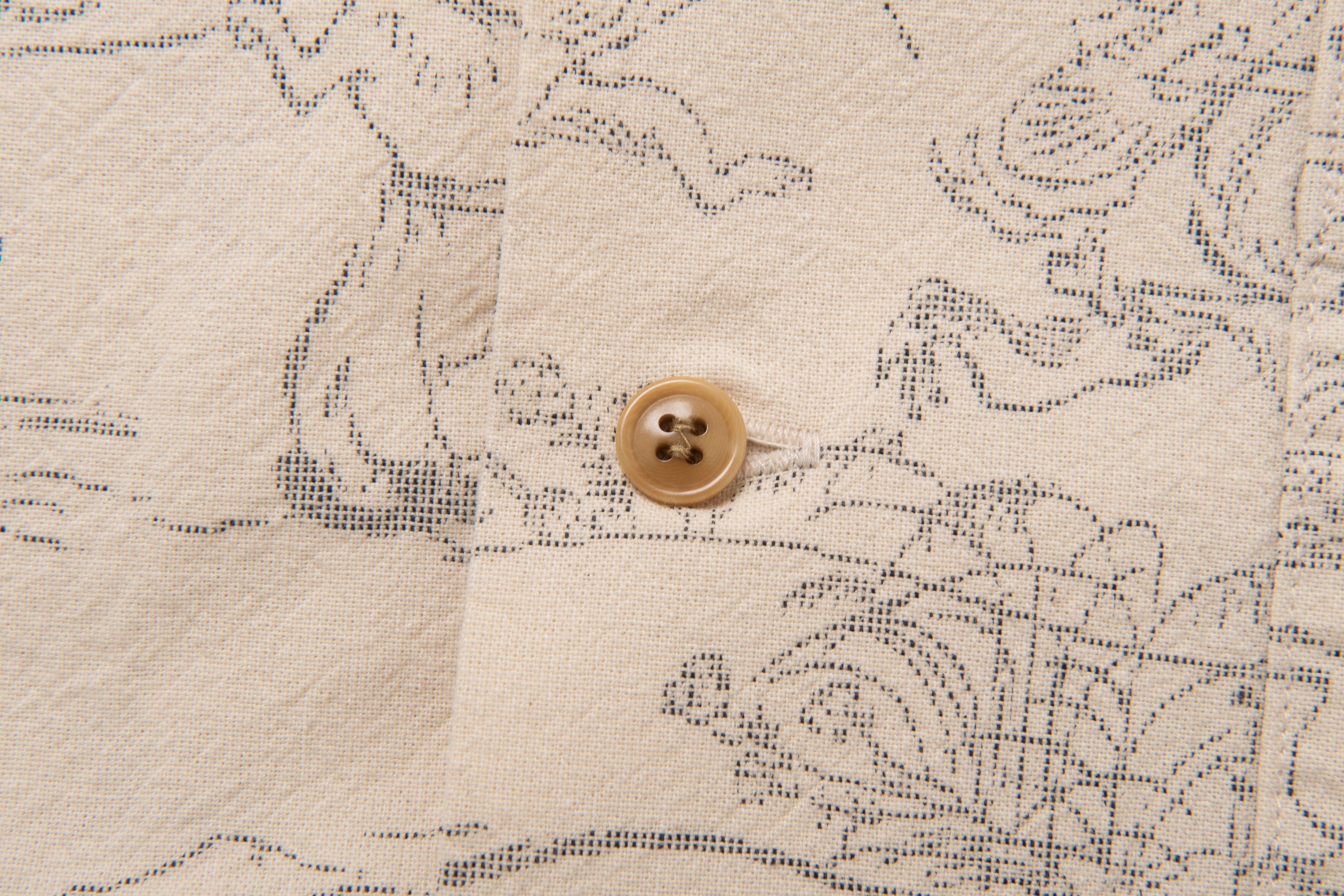 Tempo - Manga Printed Kasuri Open Collar Short Sleeve Shirt in Ivory - Tempo