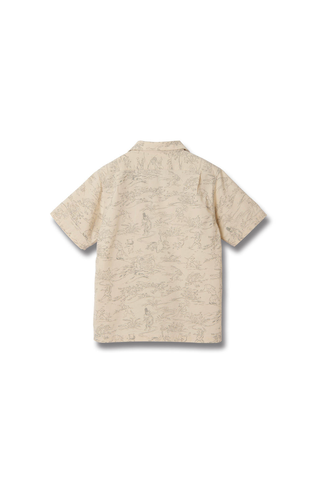 Tempo - Manga Printed Kasuri Open Collar Short Sleeve Shirt in Ivory - Tempo