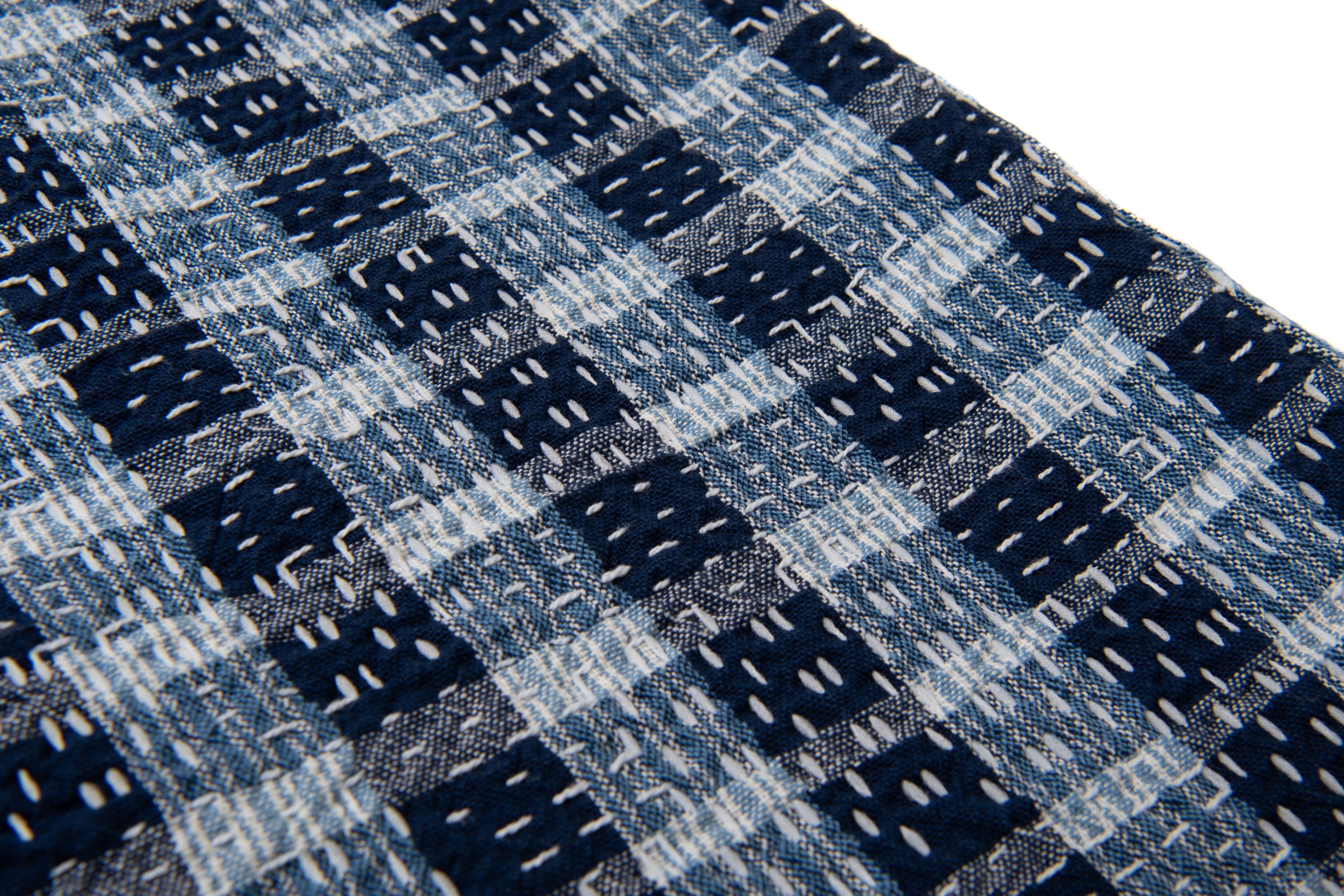 STUDIO D'ARTISAN - Indigo Noragi Sashiko Long Sleeve Shirt - Tempo