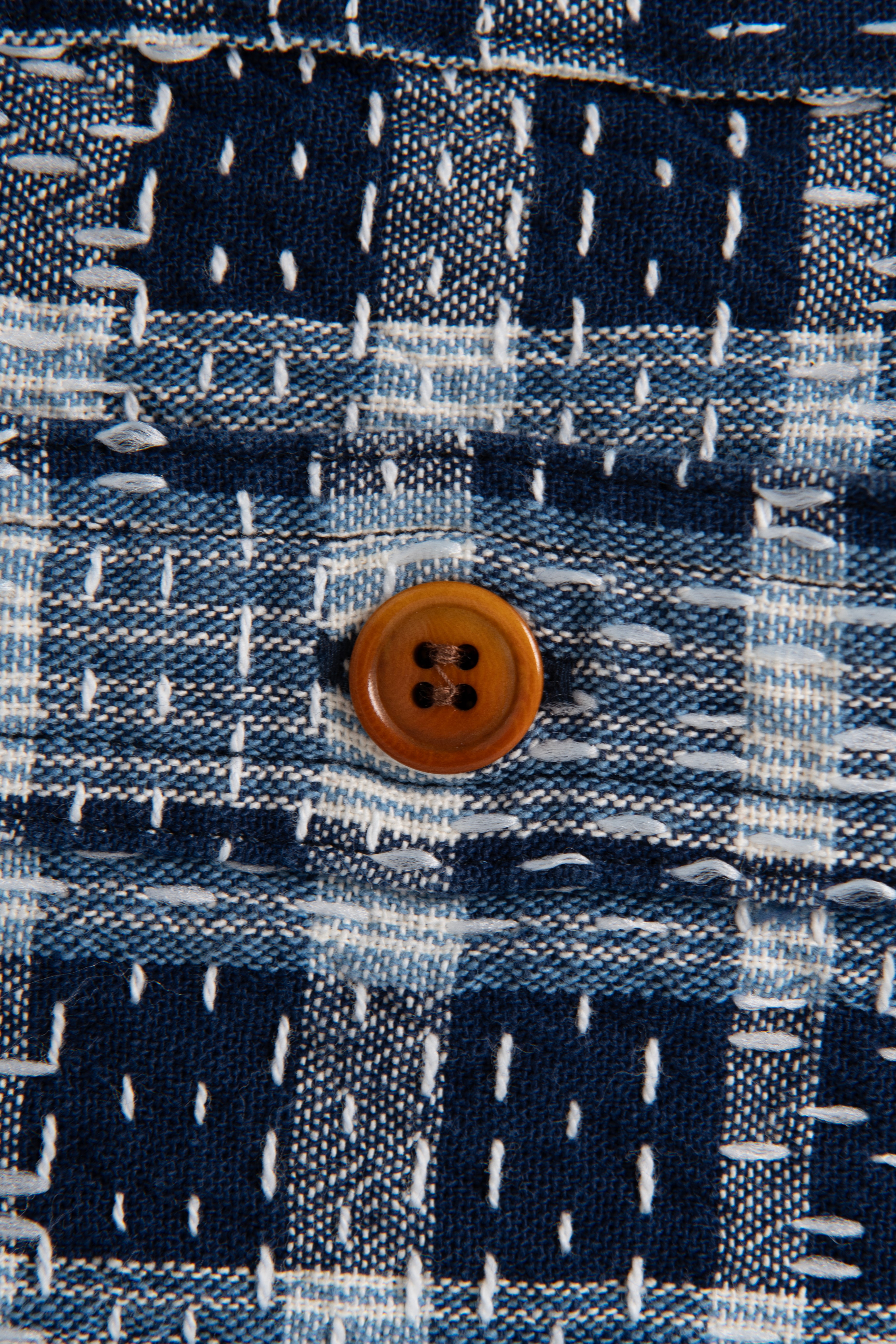 STUDIO D'ARTISAN - Indigo Noragi Sashiko Long Sleeve Shirt - Tempo