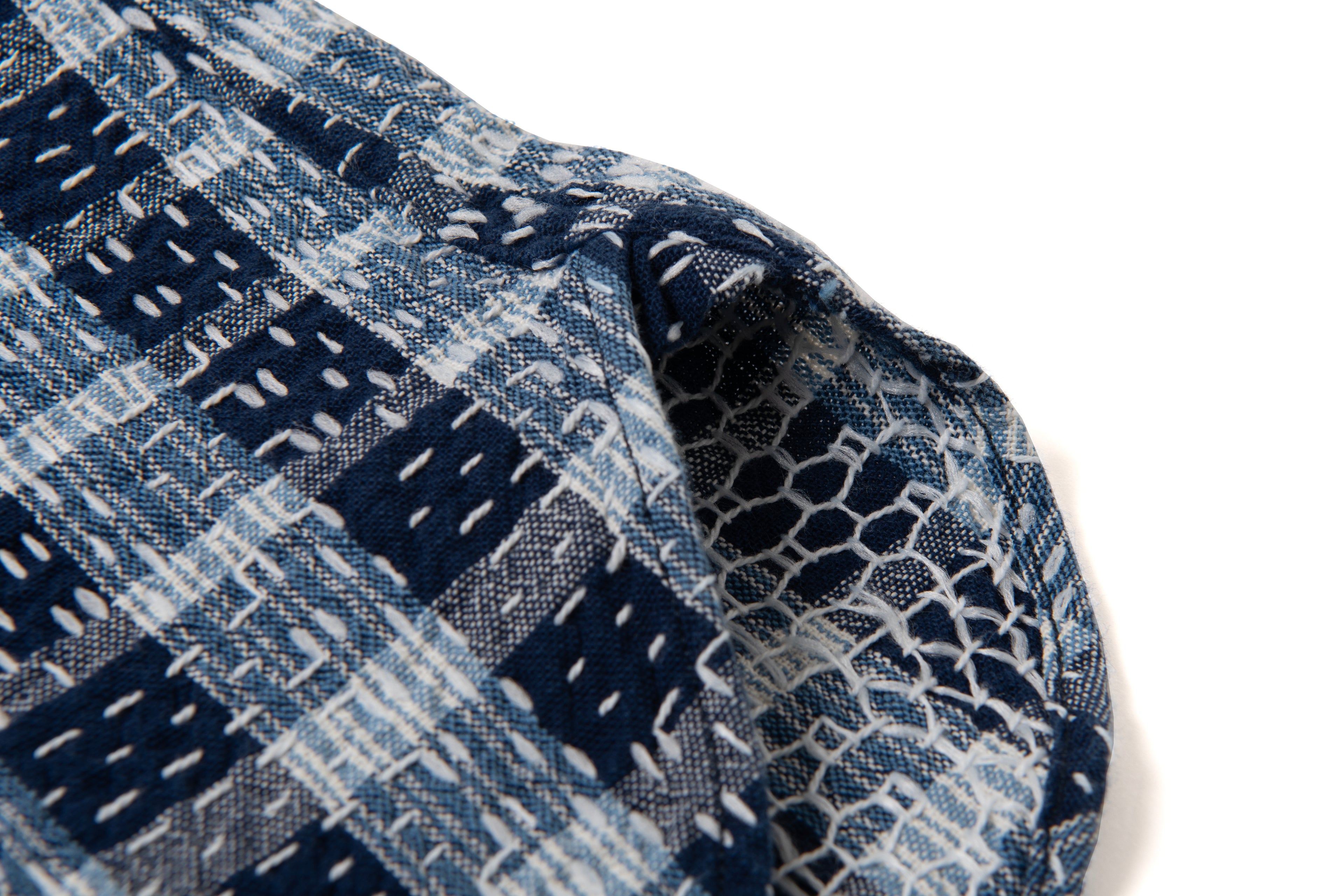 STUDIO D'ARTISAN - Indigo Noragi Sashiko Long Sleeve Shirt - Tempo