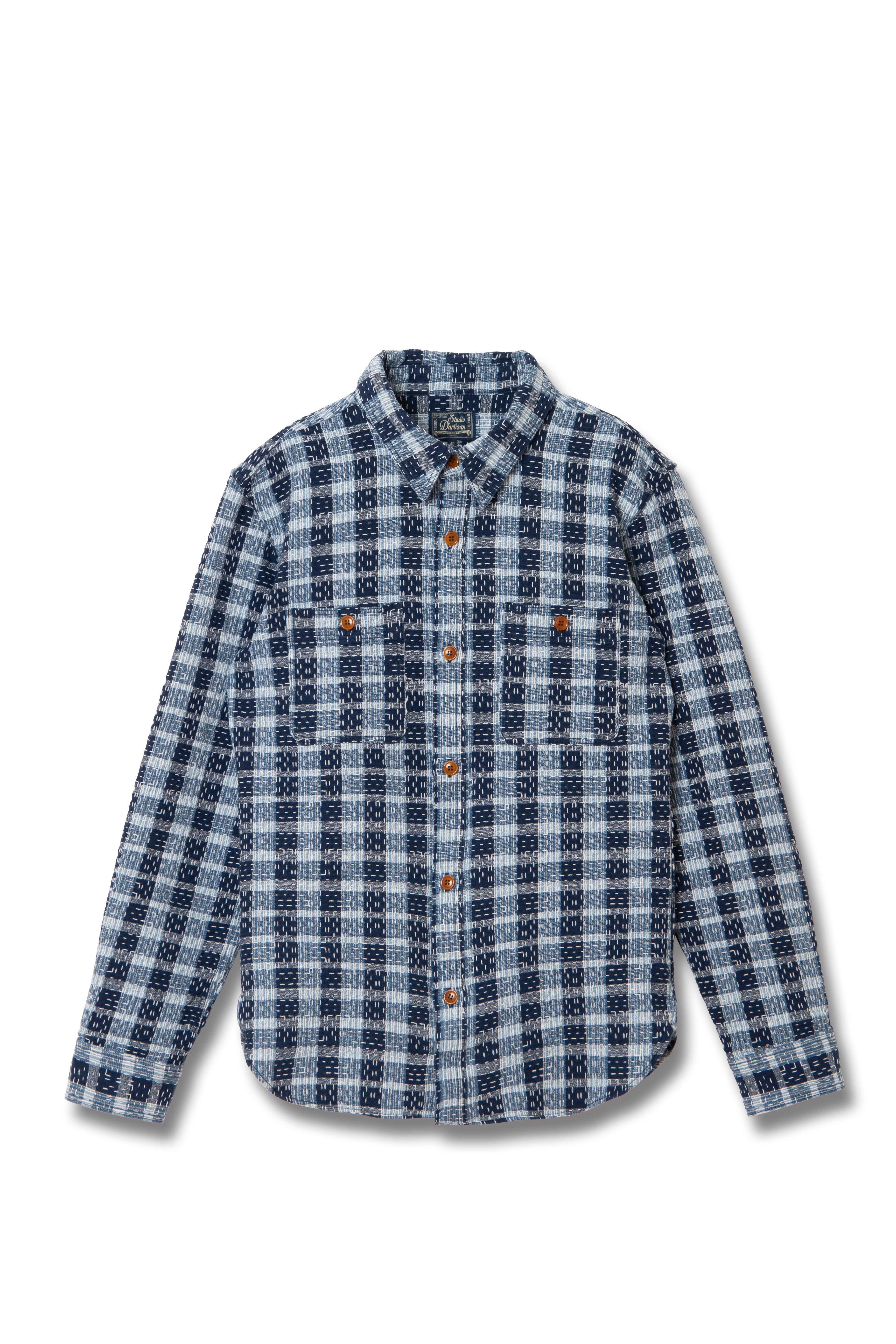 STUDIO D'ARTISAN - Indigo Noragi Sashiko Long Sleeve Shirt - Tempo