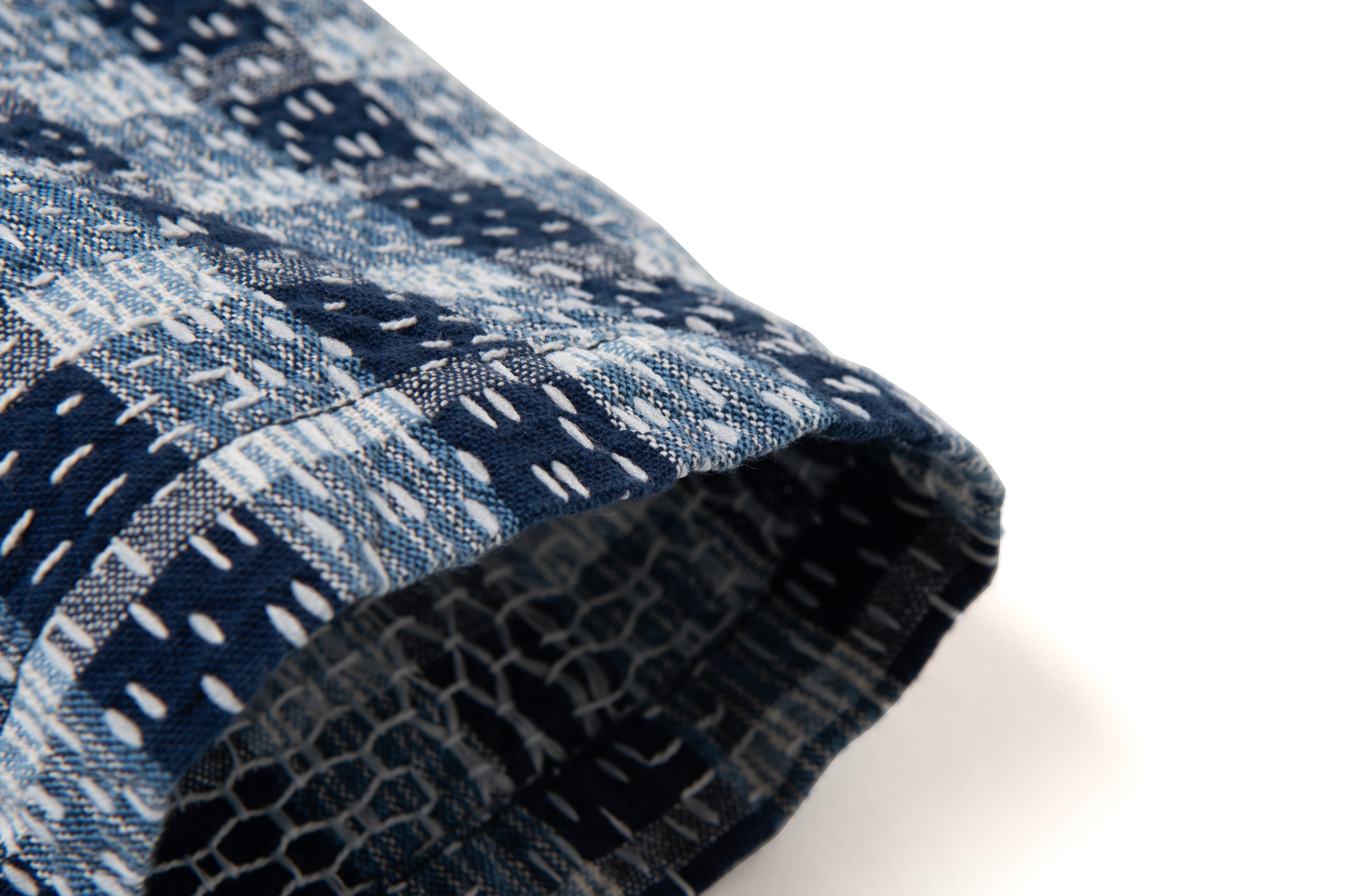 STUDIO D'ARTISAN - Indigo Noragi Sashiko Short Sleeve Shirt - Tempo