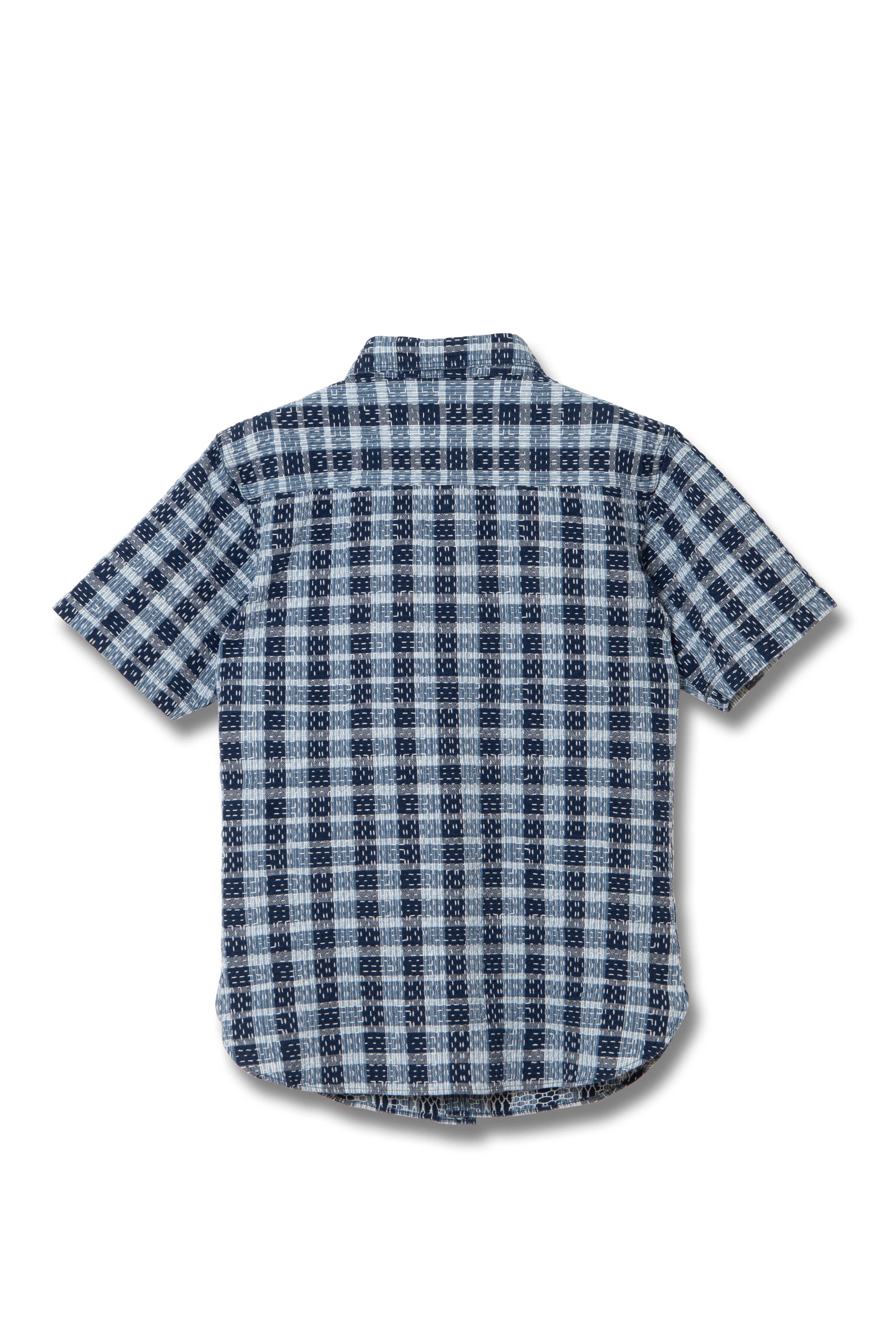 STUDIO D'ARTISAN - Indigo Noragi Sashiko Short Sleeve Shirt - Tempo