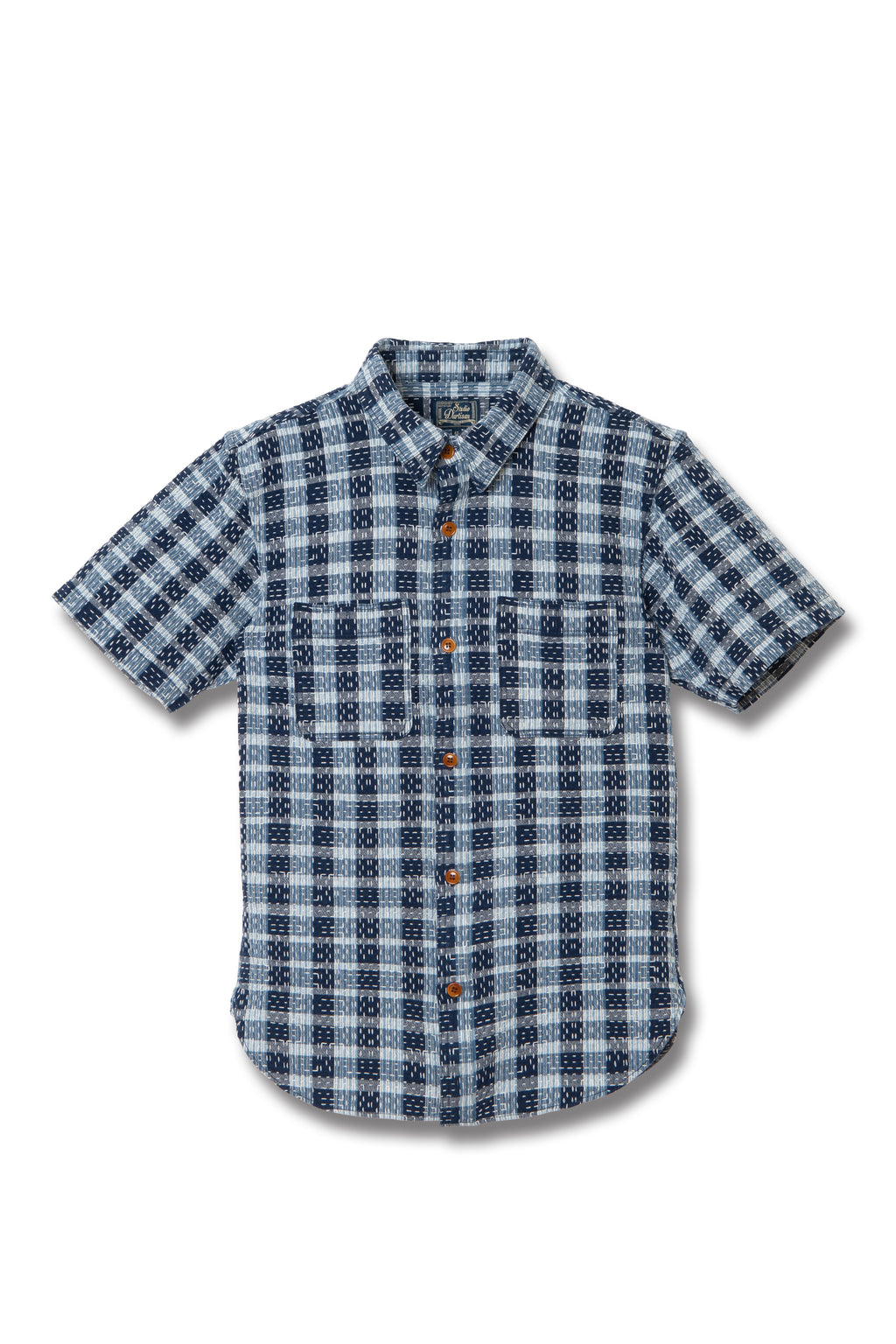 STUDIO D'ARTISAN - Indigo Noragi Sashiko Short Sleeve Shirt - Tempo