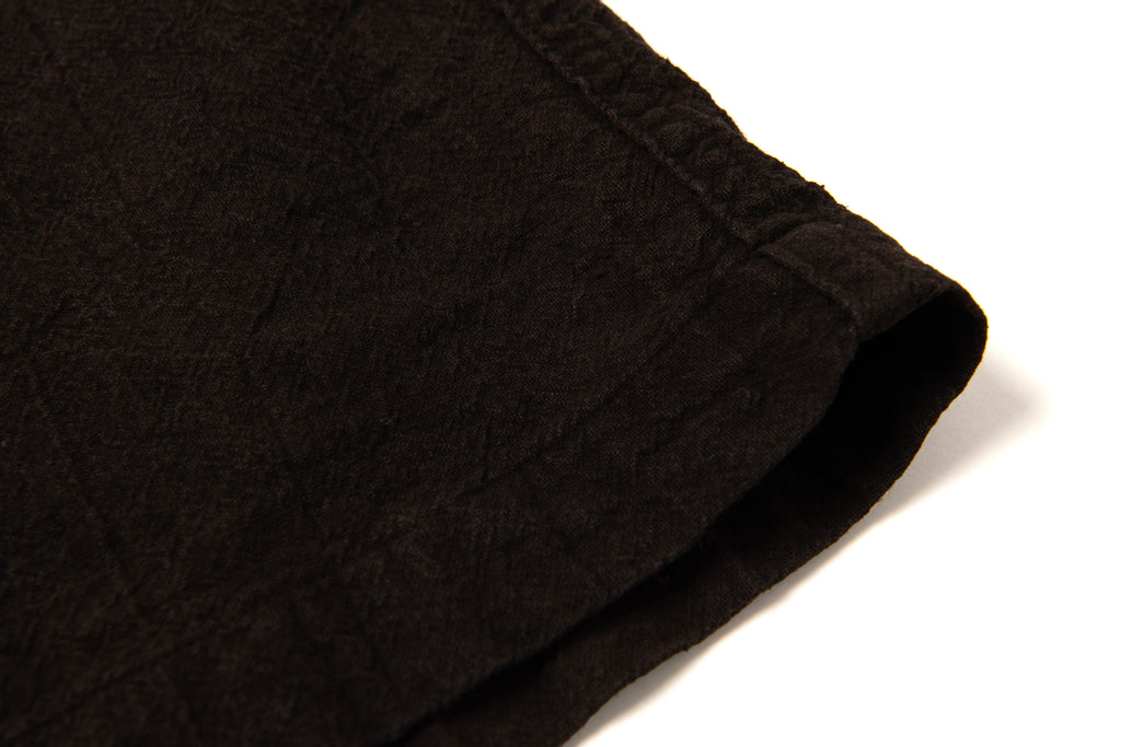 STUDIO D'ARTISAN - Amami Dorozome Mud Dyed 13oz. Short Sleeve Cotton Linen Shirt - Dark Brown - Tempo