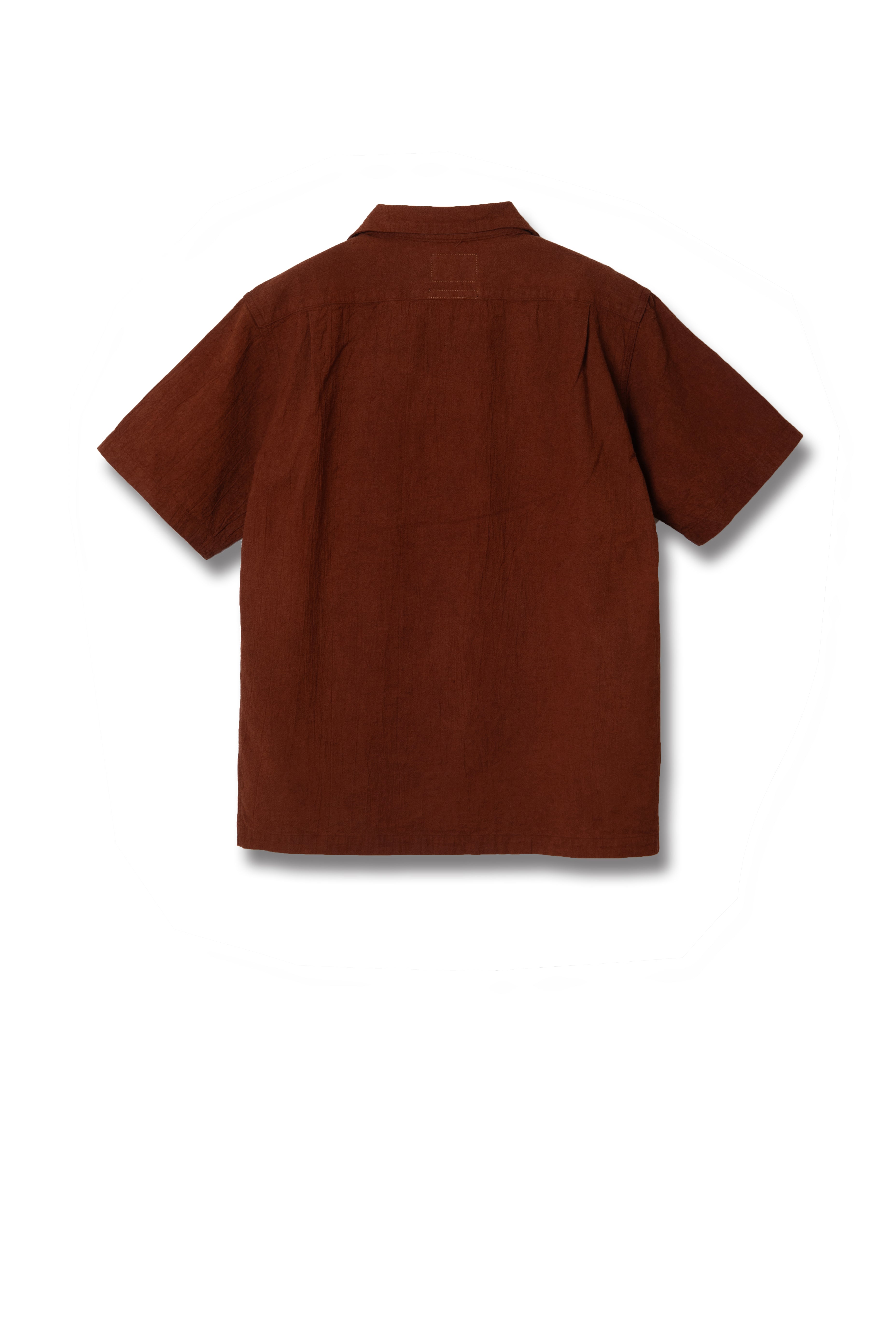 STUDIO D'ARTISAN - Amami Dorozome Mud Dyed 13oz. Short Sleeve Cotton Linen Shirt - Brown - Tempo