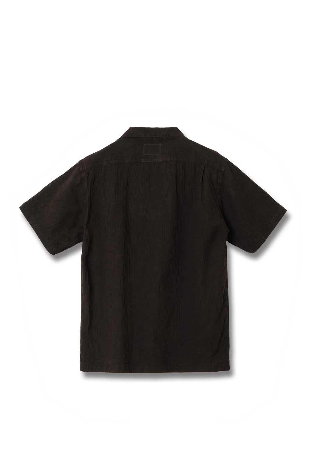 STUDIO D'ARTISAN - Amami Dorozome Mud Dyed 13oz. Short Sleeve Cotton Linen Shirt - Dark Brown - Tempo