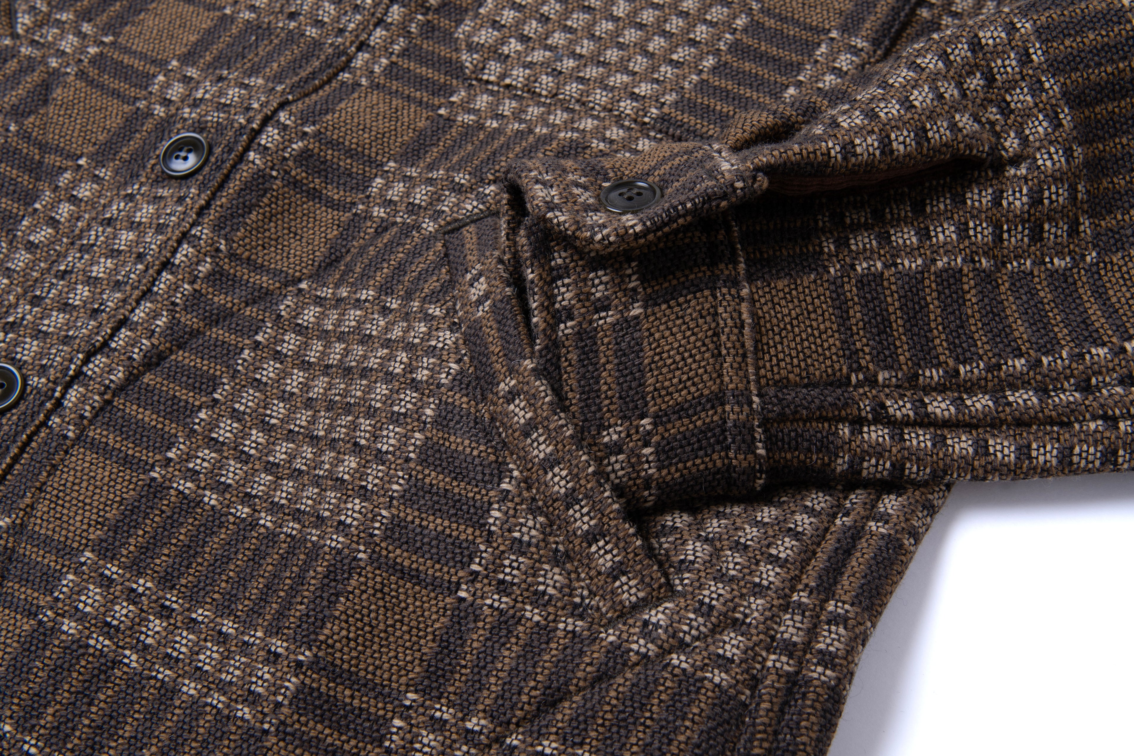 STUDIO D'ARTISAN - PRE-ORDER - OLD BLANKET SHIRT TYPE JACKET IN BROWN - 5750 - Tempo