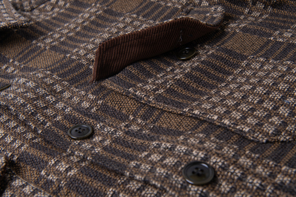 STUDIO D'ARTISAN - PRE-ORDER - OLD BLANKET SHIRT TYPE JACKET IN BROWN - 5750 - Tempo