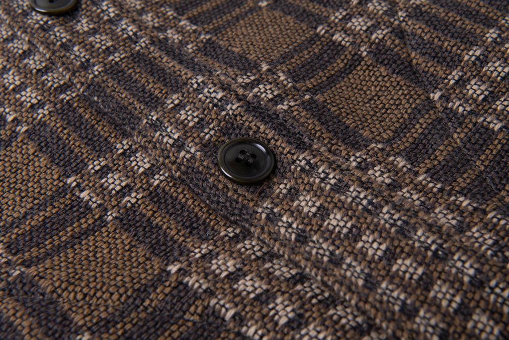 STUDIO D'ARTISAN - PRE-ORDER - OLD BLANKET SHIRT TYPE JACKET IN BROWN - 5750 - Tempo