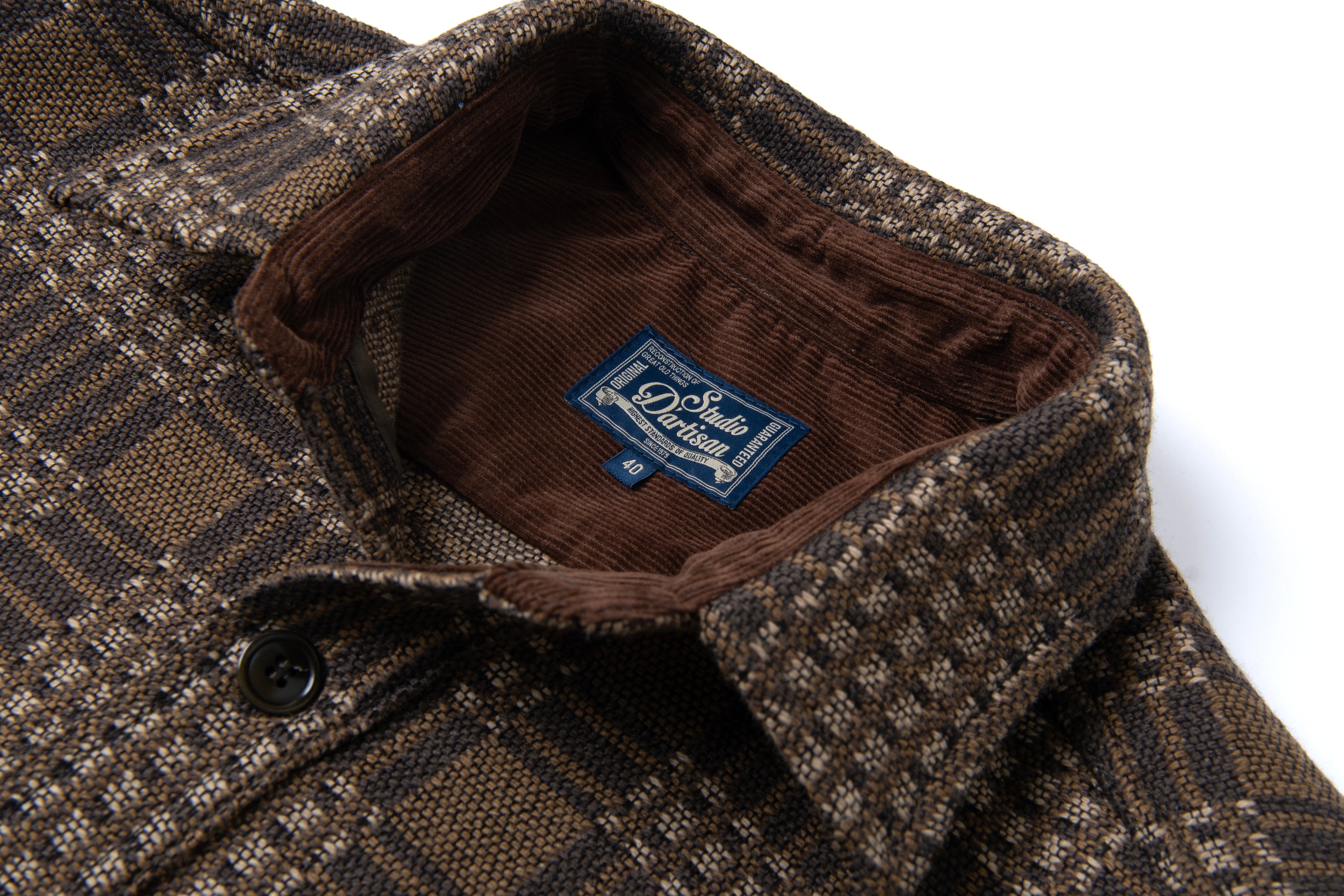 STUDIO D'ARTISAN - PRE-ORDER - OLD BLANKET SHIRT TYPE JACKET IN BROWN - 5750 - Tempo