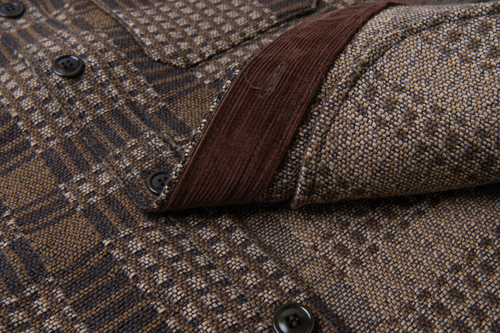 STUDIO D'ARTISAN - PRE-ORDER - OLD BLANKET SHIRT TYPE JACKET IN BROWN - 5750 - Tempo