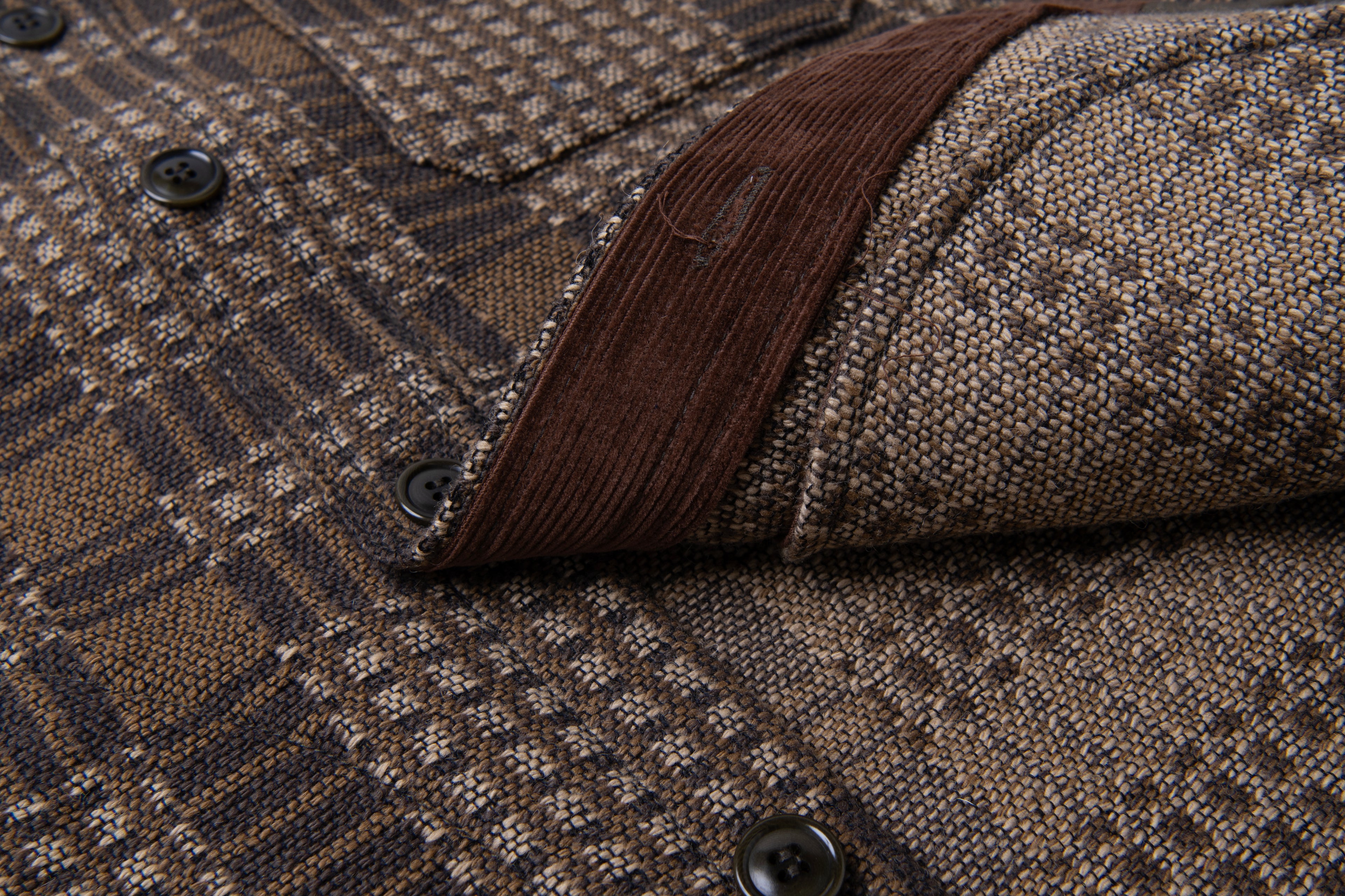 STUDIO D'ARTISAN - PRE-ORDER - OLD BLANKET SHIRT TYPE JACKET IN BROWN - 5750 - Tempo