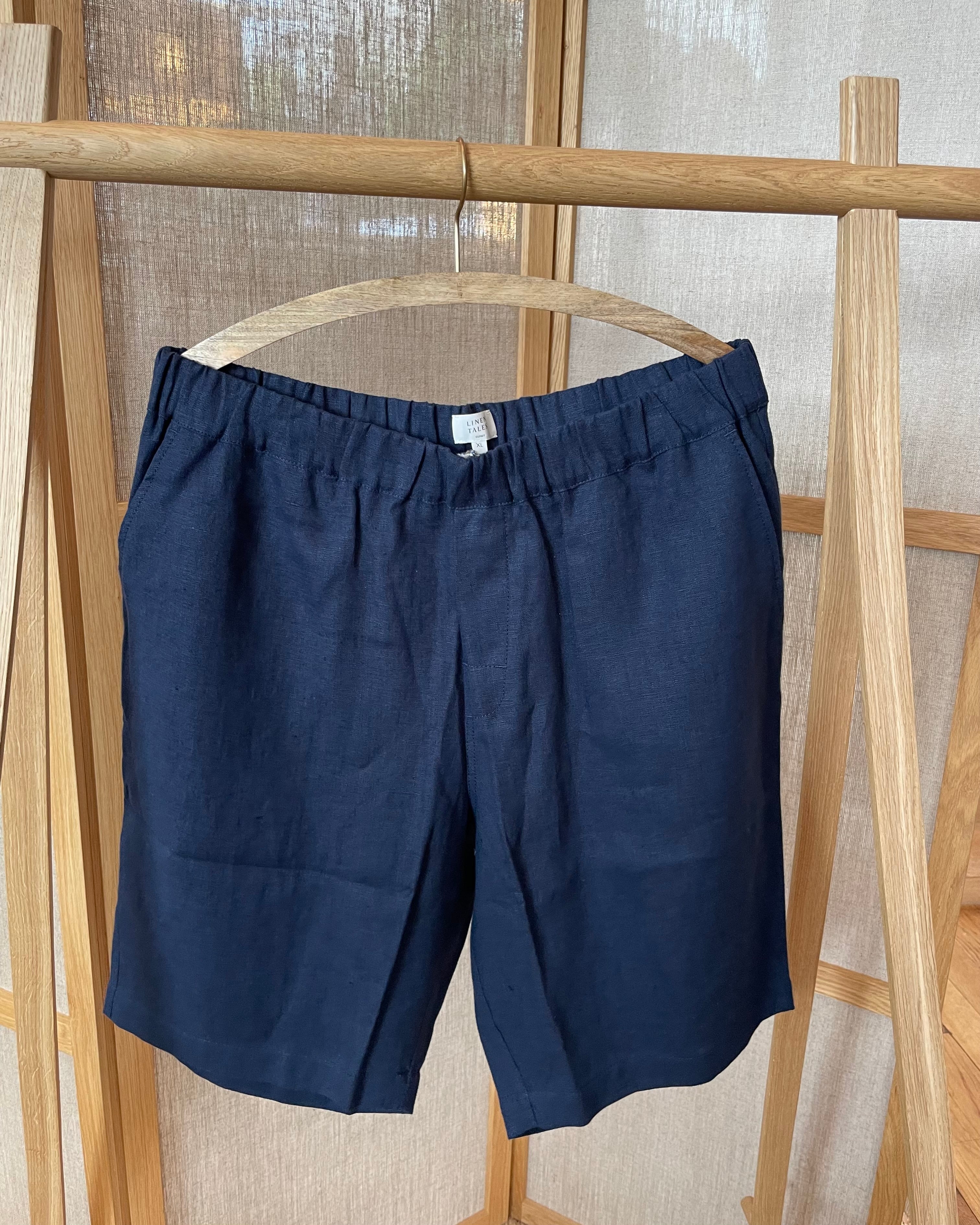LINEN TALES - Linen Cumin Shorts - Bilberry Blue - Tempo