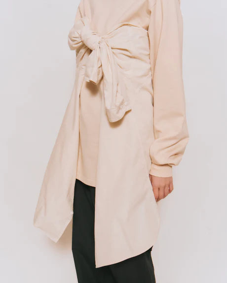 Crew Neck T Long Organic Twin Jersey | Ivory - Tempo