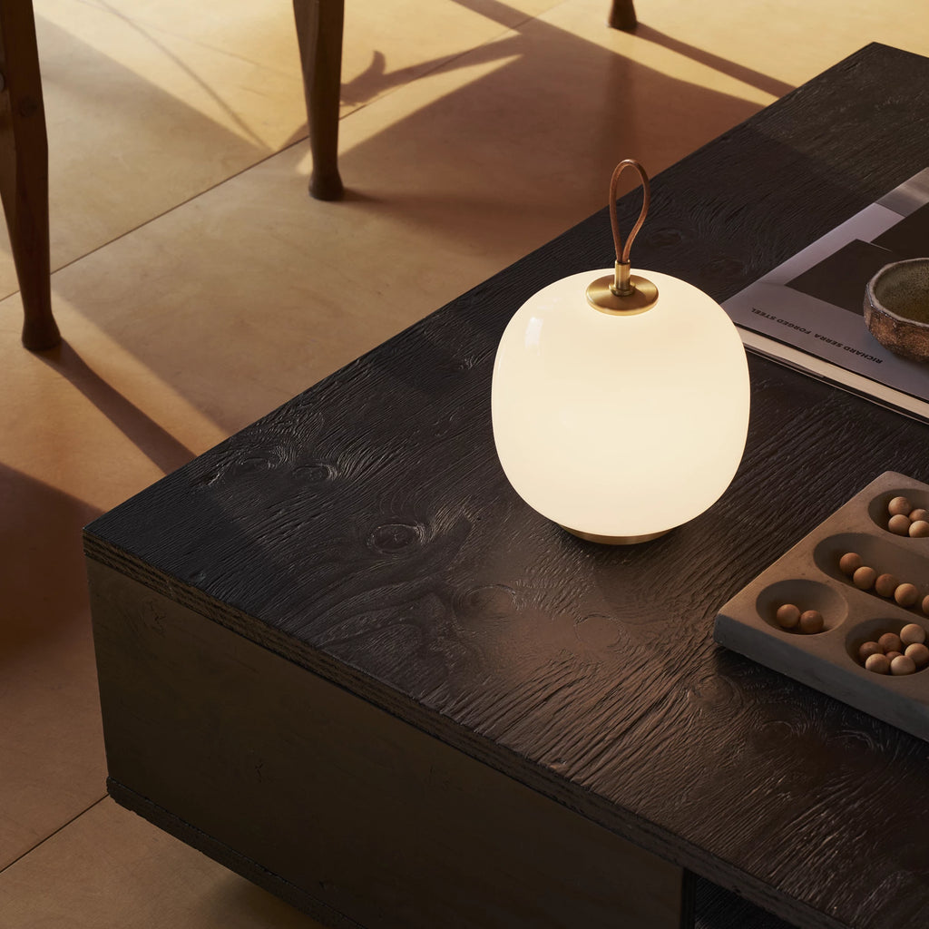 LOUIS POULSEN - NEW - VL 45 RADIOHUS PORTABLE LAMP - BRASS / PALE ROSE GLASS - Tempo