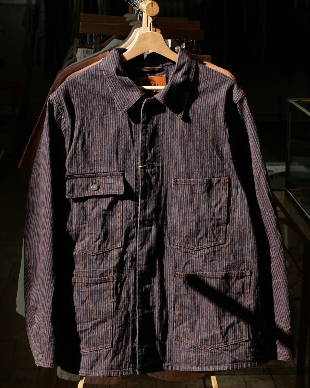 Veste de corvée en hickory en denim Kakishibu de 14 oz