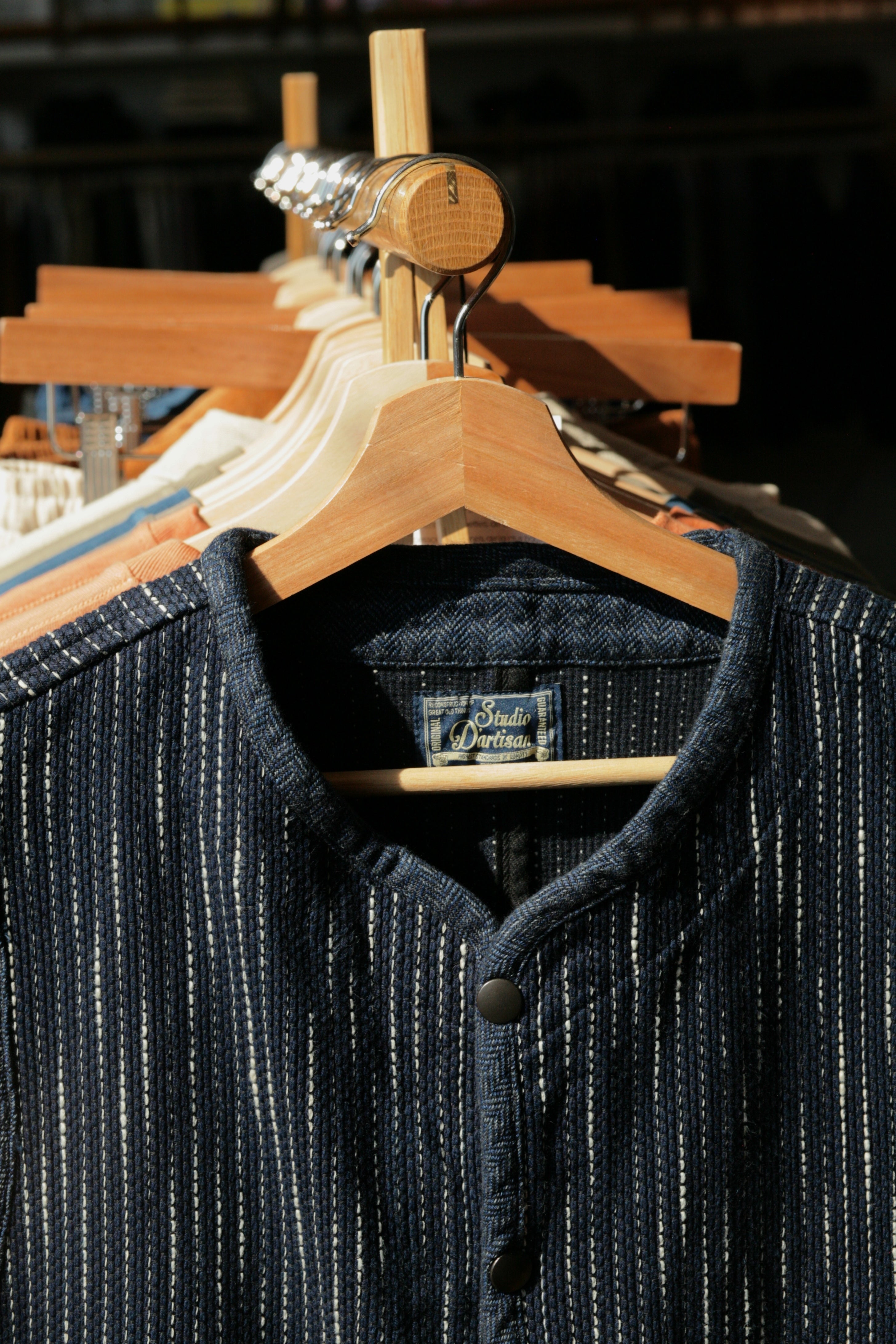 STUDIO D'ARTISAN - 13oz RAIN Kasuri Sashiko Beach Vest - Tempo