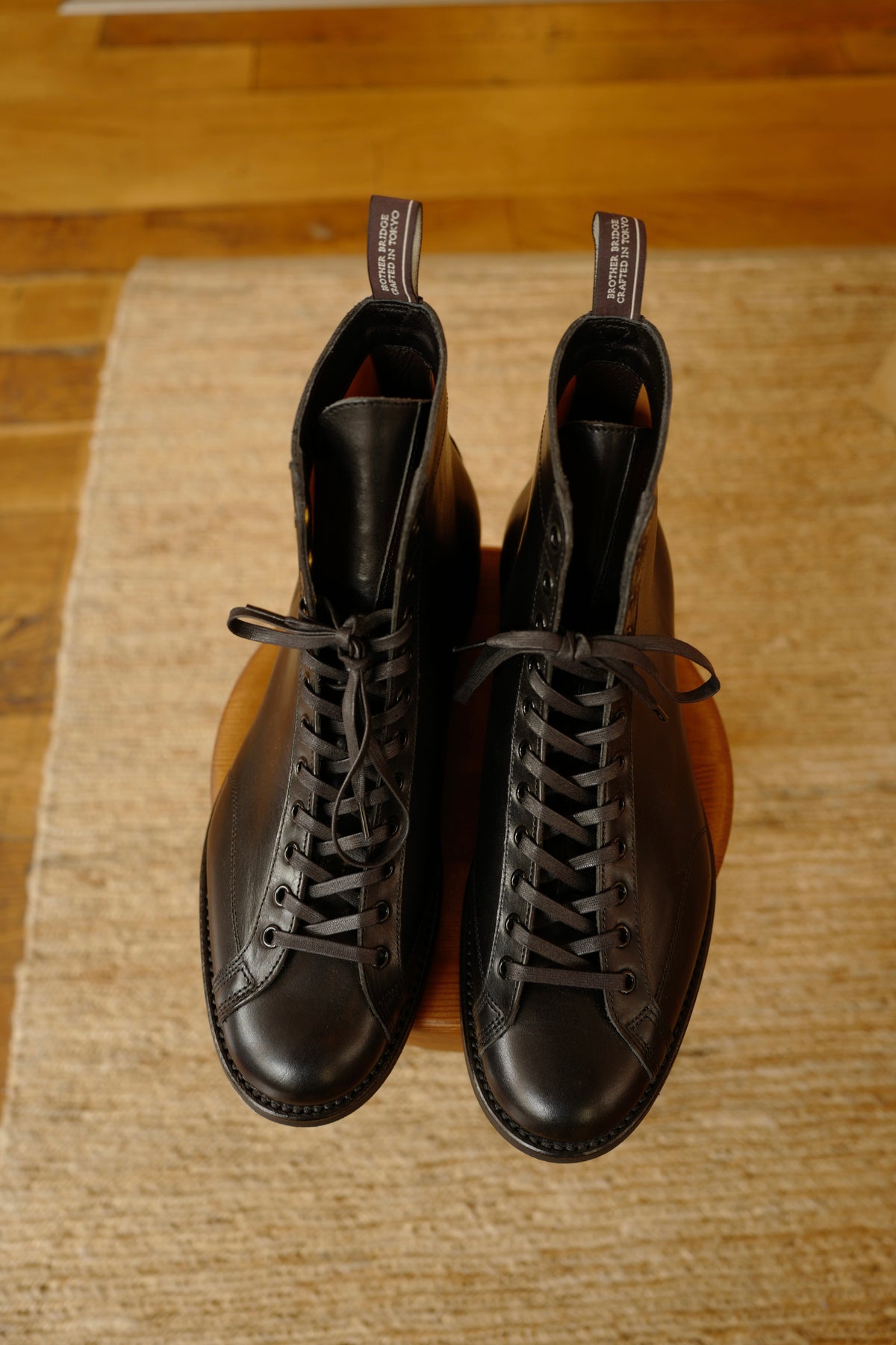 Bottes de sport HENRY en cuir de veau noir vintage Himeji