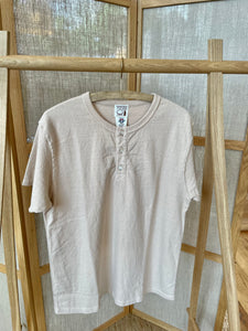 Henley en coton biologique japonais 16 oz teint à la main en châtaigne - Kuri clair