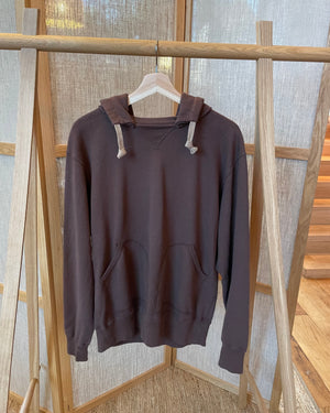 Sweat à capuche japonais en coton biologique avec finition marron - Dark Kuri