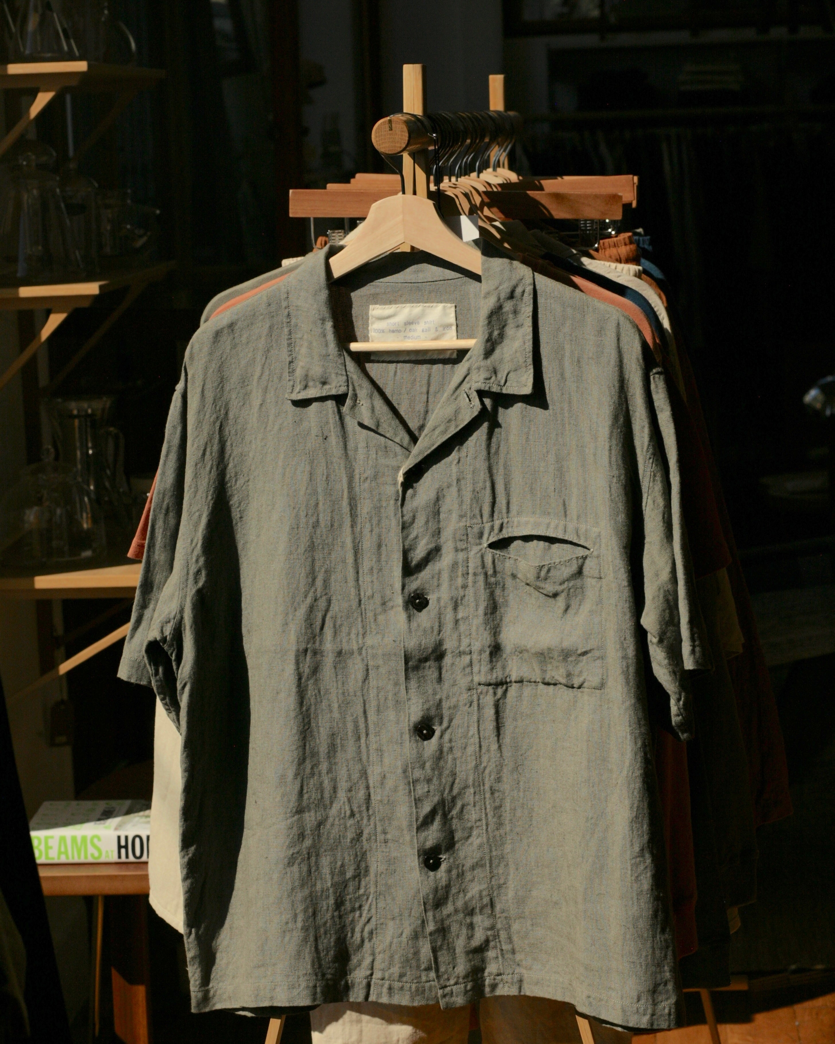 LICHEN GOODS FOR TEMPO - Hemp Short-sleeve Shirt | Oak Gall  & Iron Hand-dyed - Tempo
