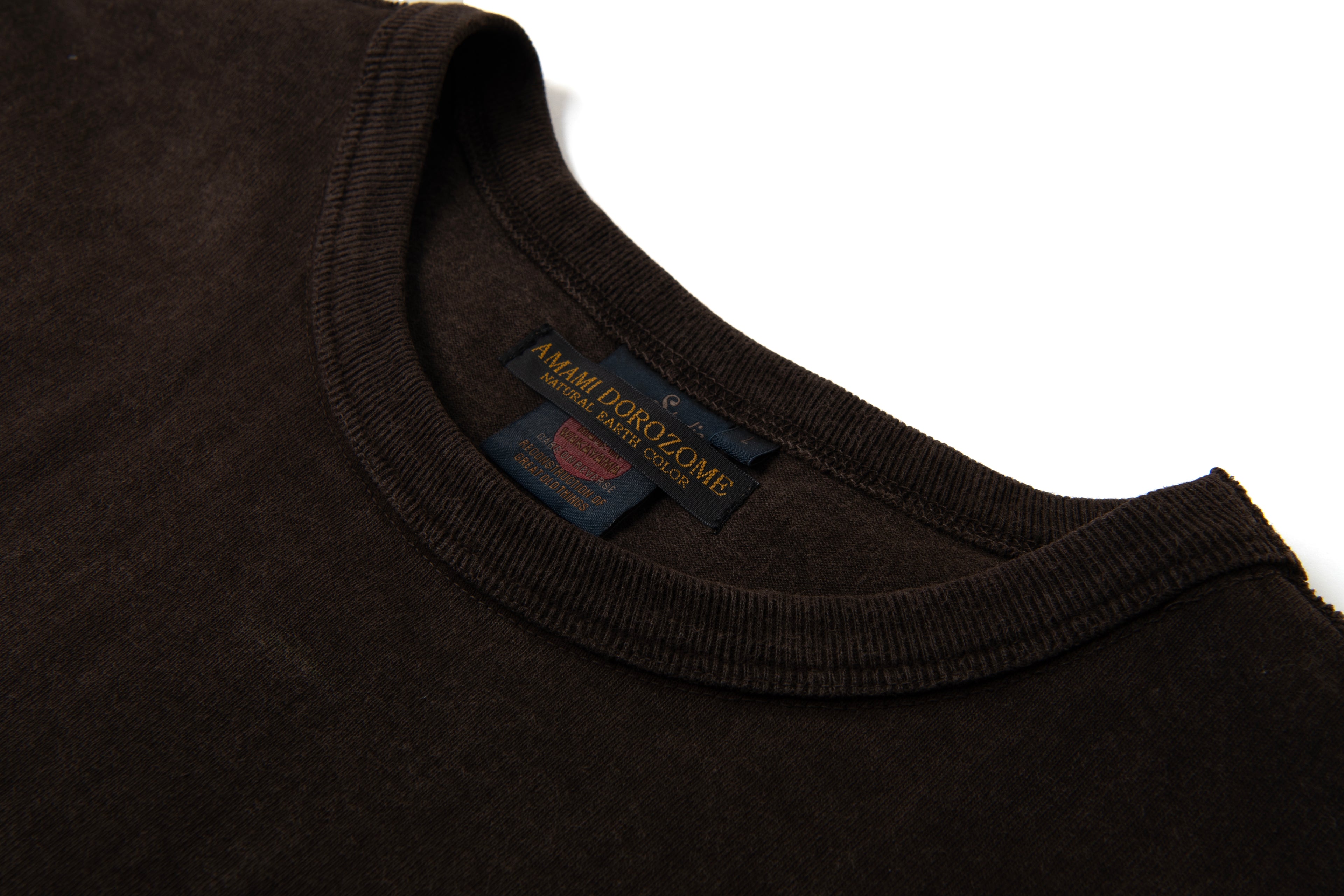 STUDIO D'ARTISAN - Amami Dorozome Mud Dyed Loopwheel T-Shirt - Dark Brown - Tempo