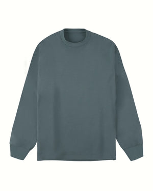 Crew Neck T Long Organic Twin Jersey | Blue Gray - Tempo