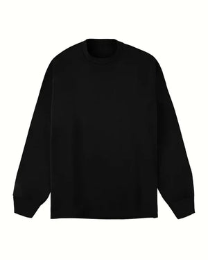 Crew Neck T Long Organic Twin Jersey | Black - Tempo