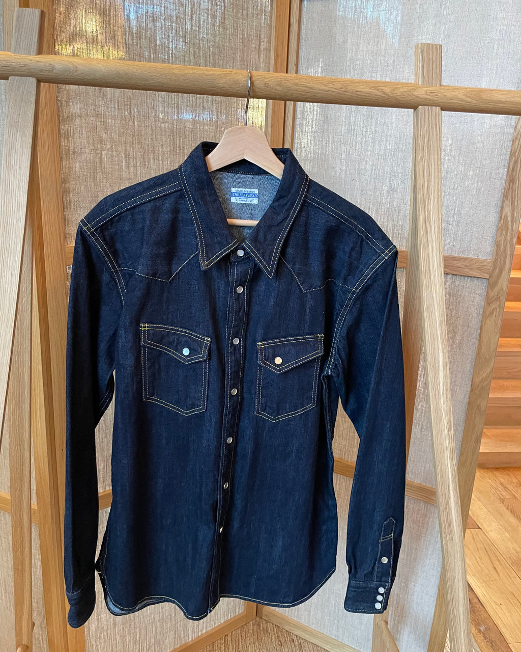 THE FLAT HEAD - 10oz Selvedge Denim Western Shirt in Indigo SDW-001L - Tempo