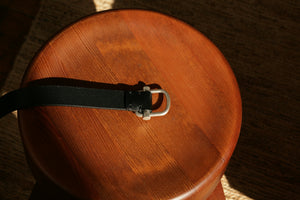 Sliding Buckle Leather Belt in Black