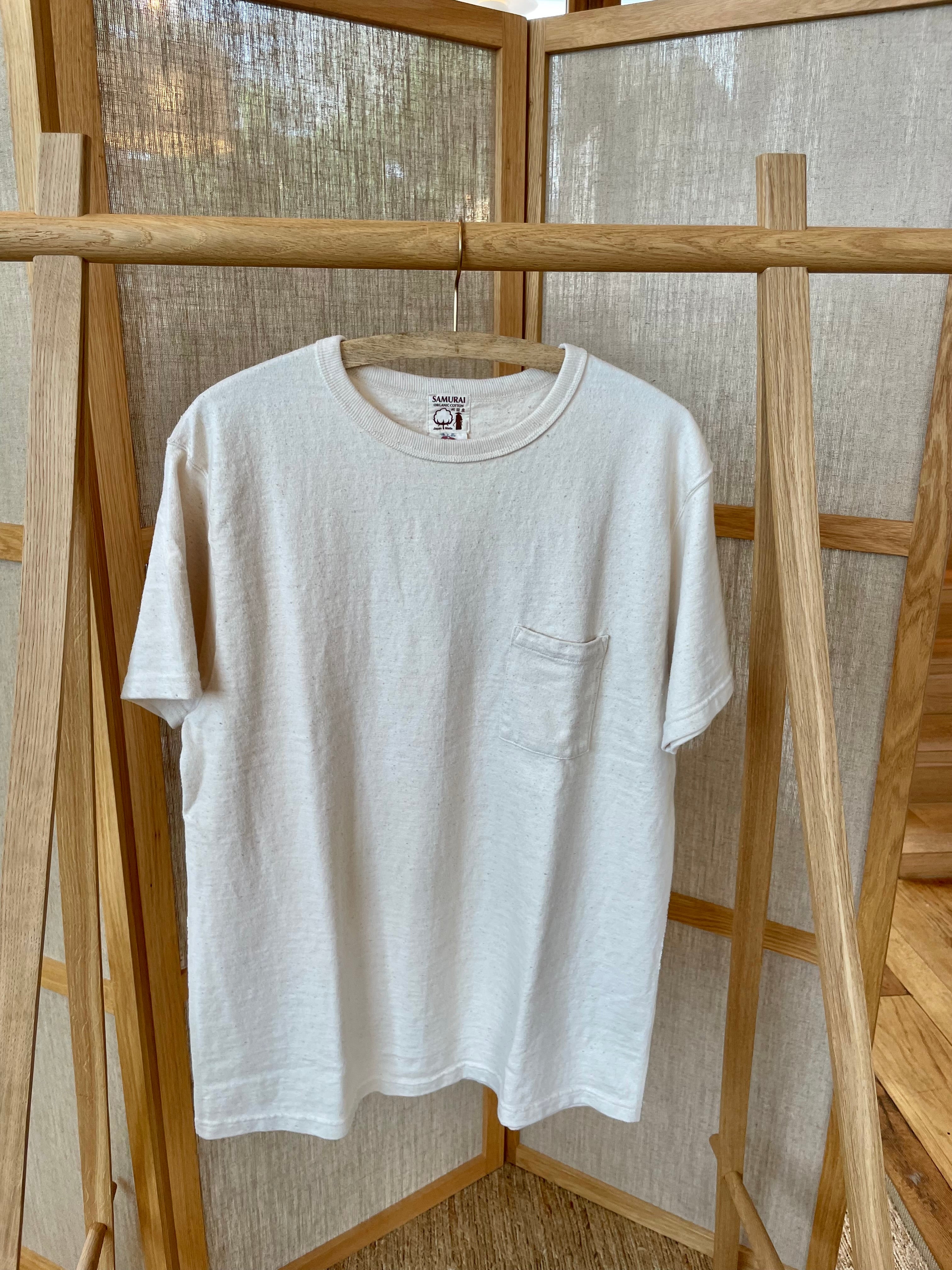 SAMURAI COTTON PROJECT - 16oz Japanese Organic Cotton Pocket Tee Ecru Un-Dyed - Tempo