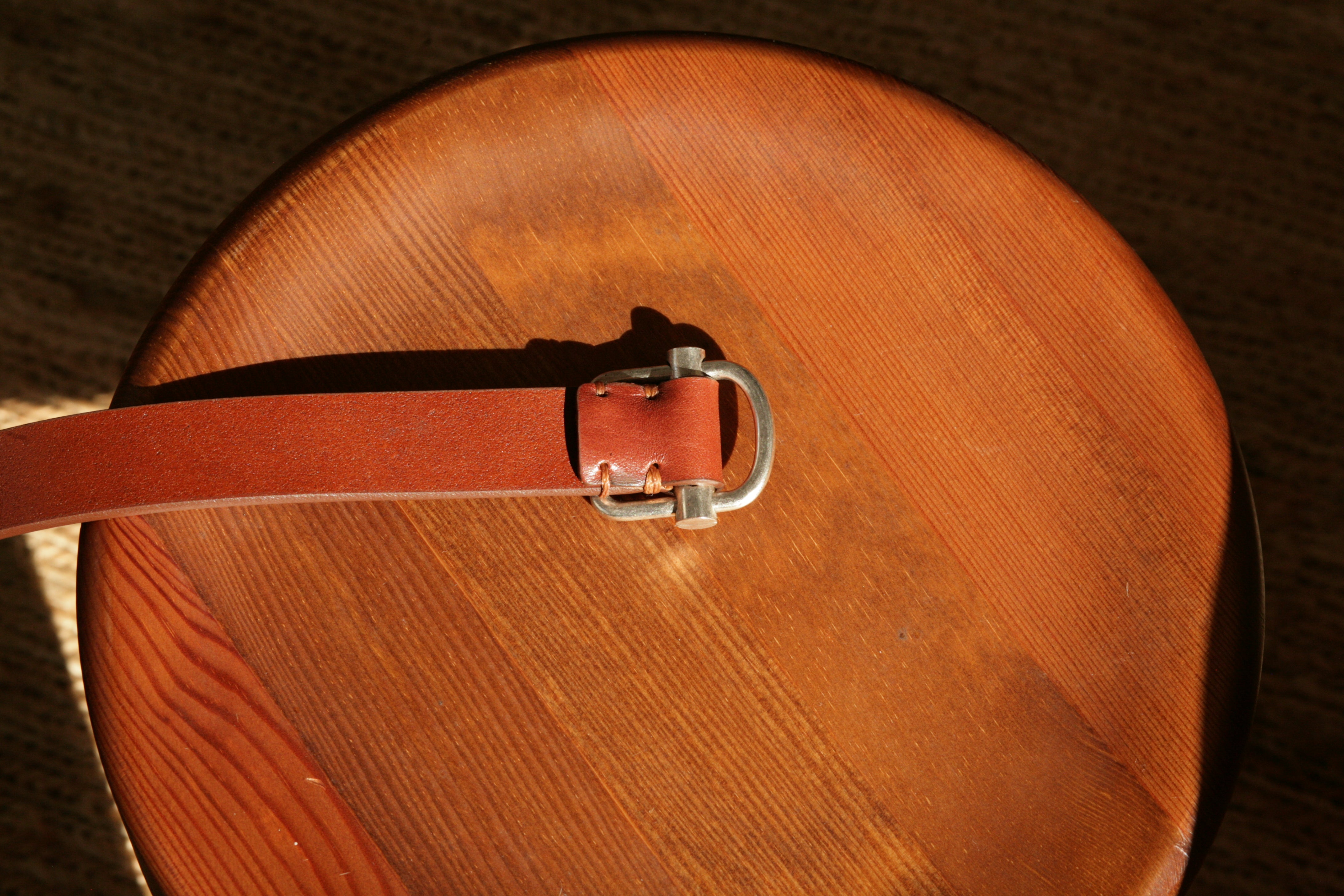 Sliding Buckle Leather Belt in Tobacco