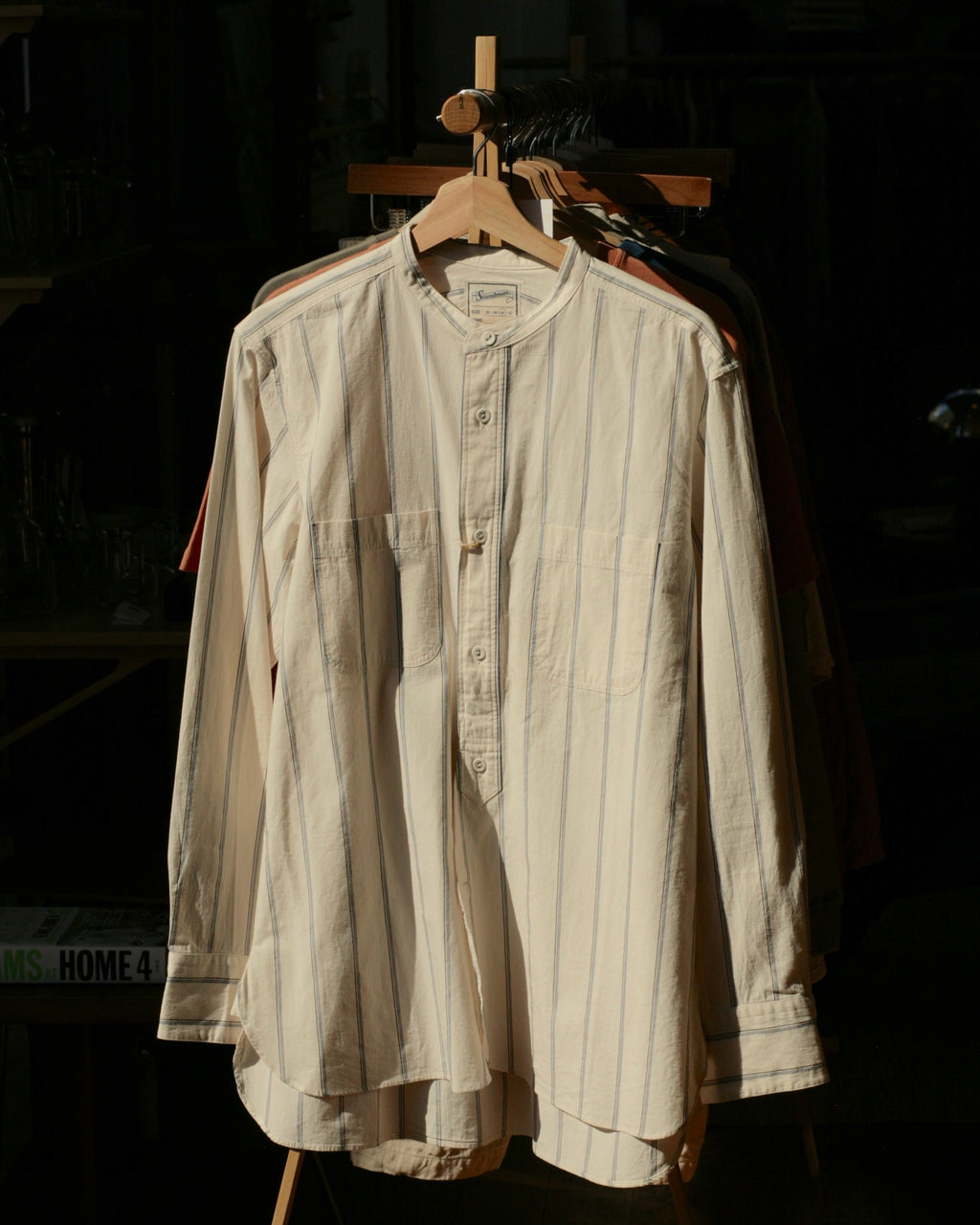 soundman - Livingstone Cotton Shirt in White Blue Black Stripe - Tempo