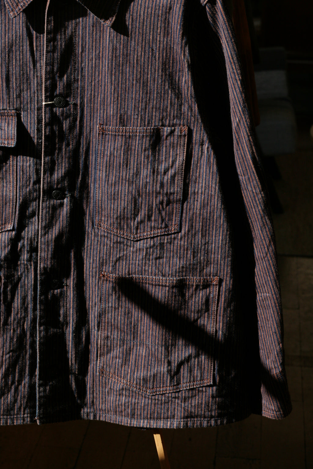 STUDIO D'ARTISAN - 14oz Kakishibu Denim Hickory Chore Jacket - Tempo