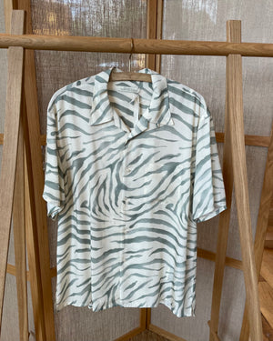 Safari Original Printed Open-Collar Short-Sleeve Shirts - Eucalyptus