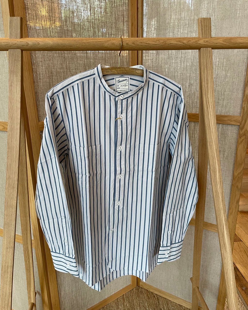 soundman - Livingstone Cotton Linen Ramie Shirt in Light Grey x Blue - Tempo